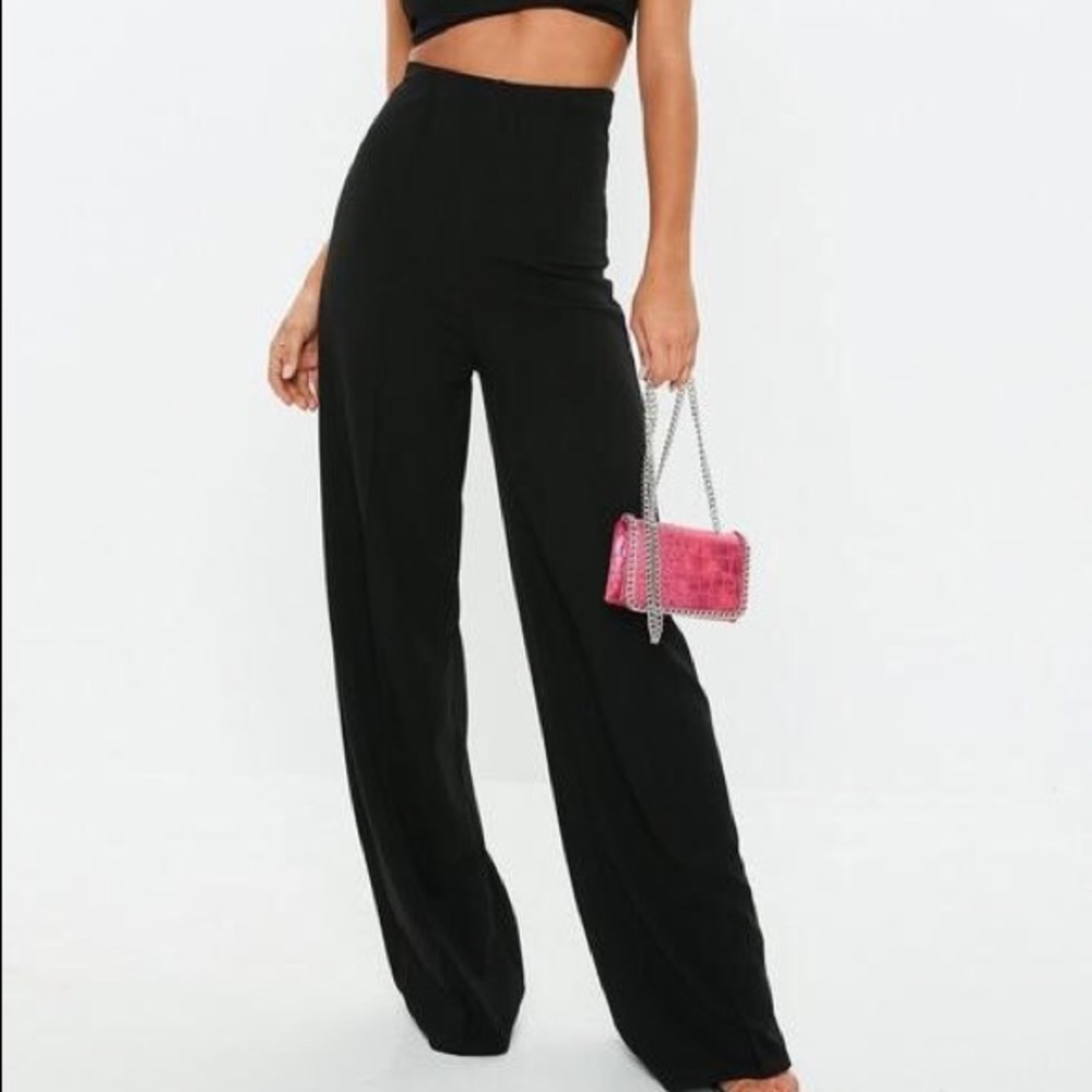 black wide leg trousers (stretch)